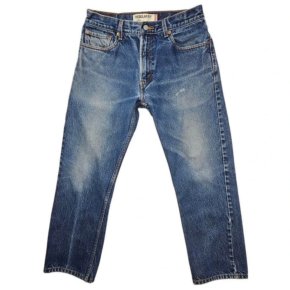 Levis 505 Regular Fit Mens Jeans 34x30 Medium Wash Blue Straight Leg Denim